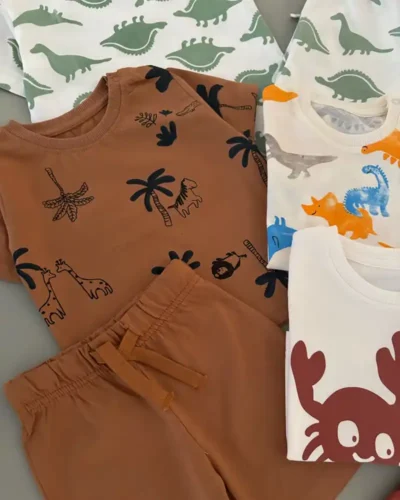 1627- ست تیشرت و شلوارک نخ پنبه از برند H&M - Image 3