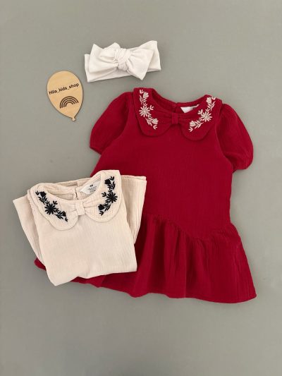 1717- پیراهن موسلین دخترانه از برند H&M - Image 4