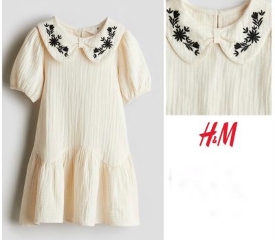 1717- پیراهن موسلین دخترانه از برند H&M - Image 5
